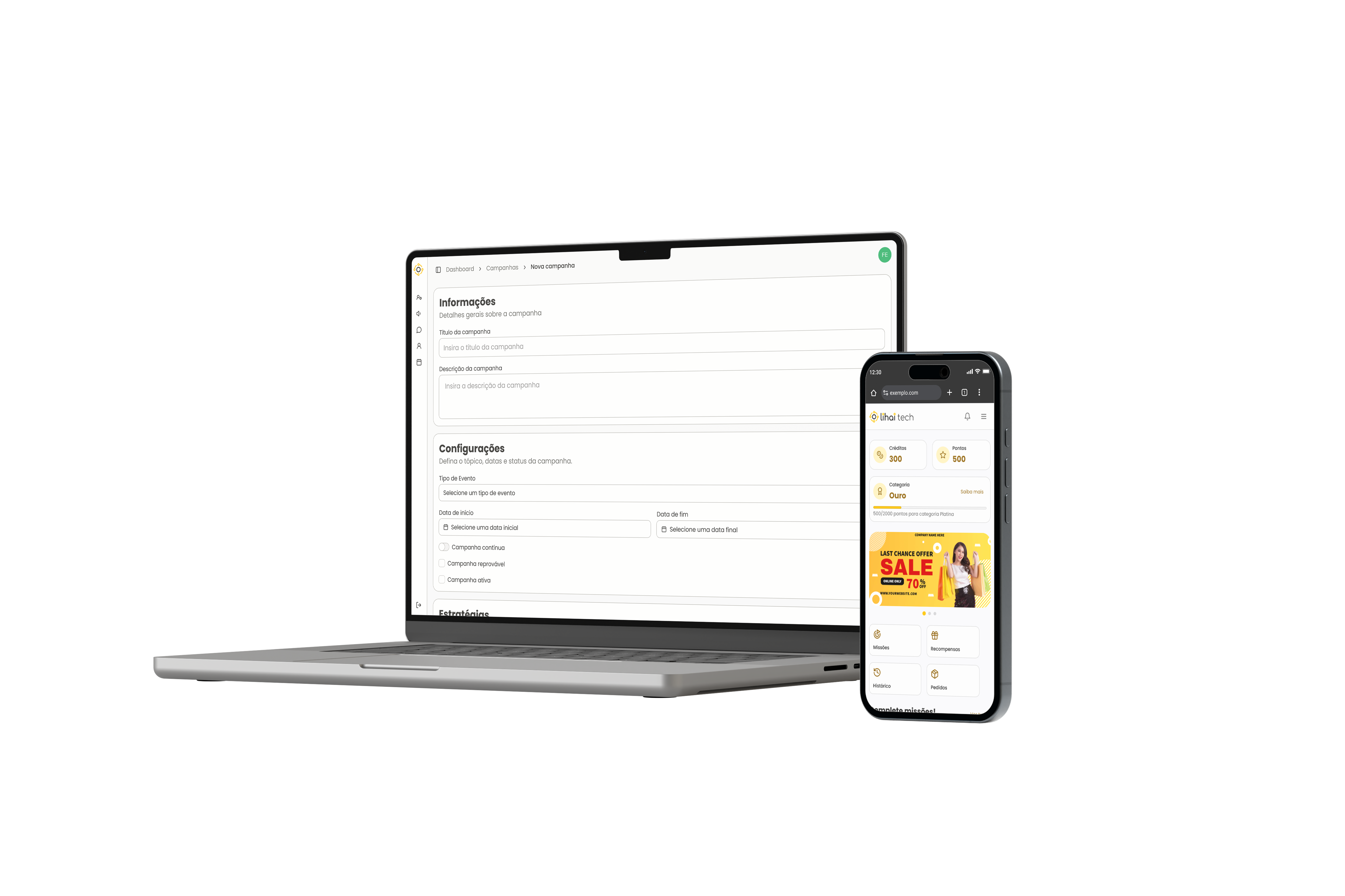 Dashboard da LiHai com métricas e relatórios